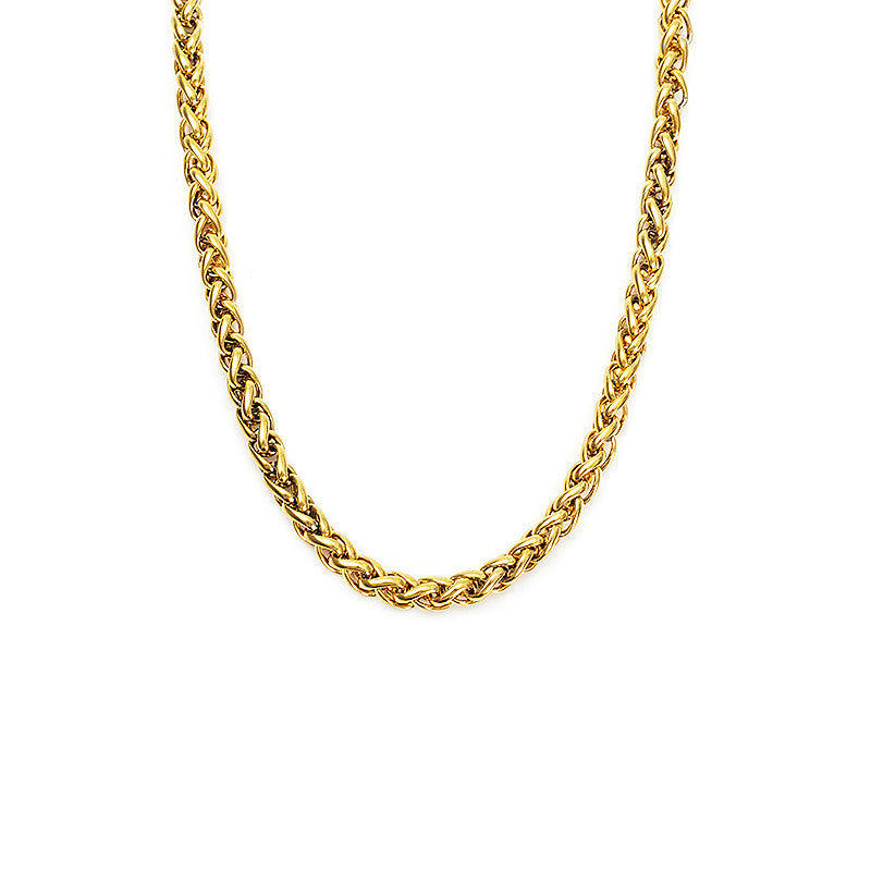 Titanium Steel Wheat Chain Necklace gold black silver finishes