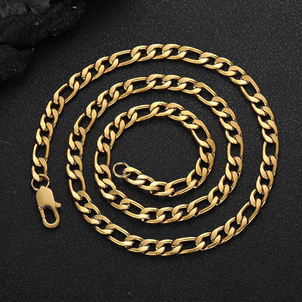 Stainless Steel Figaro Chain gold-tone finish