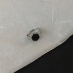 Titanium Steel Hexagonal Black Inlay Ring, geometric design view 4