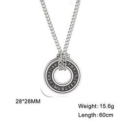 Viking Rune Circle Pendant Necklace gold-tone curb chain view 4