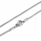 Minimalist Stainless Steel Box Chain on neck view 6