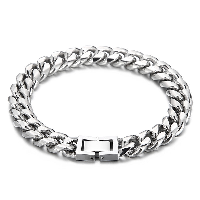 The Atlas Cuban Bracelet in Titanium Steel, view 5