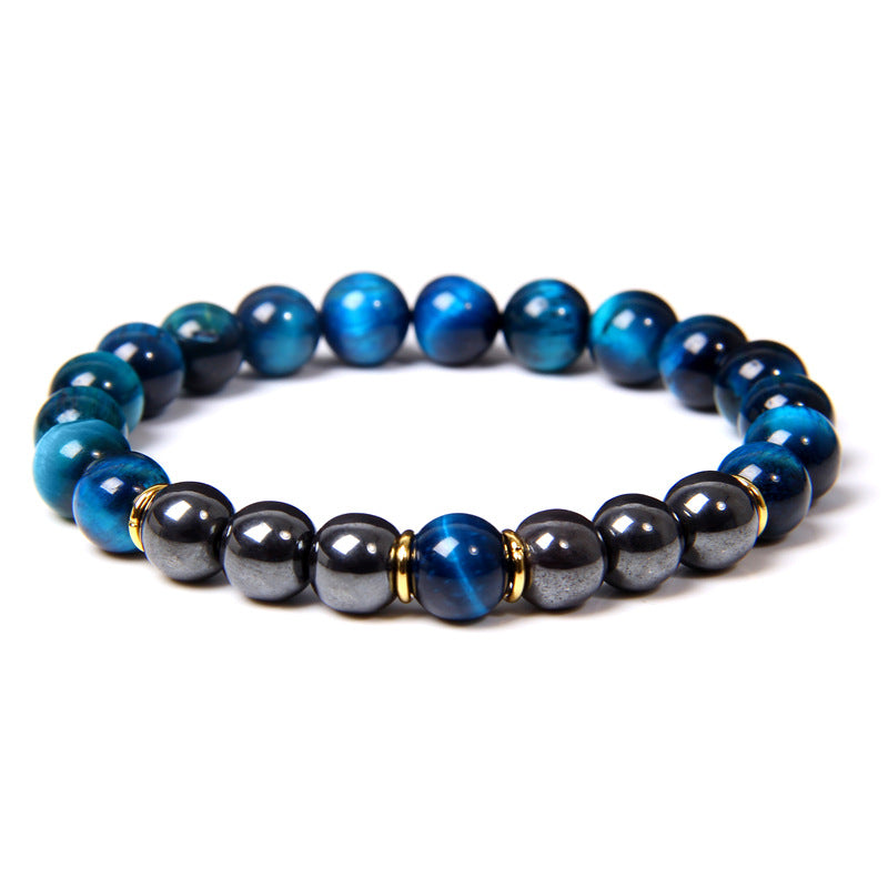 The Tiger Eye and Black Stone Bead Bracelet, view 6