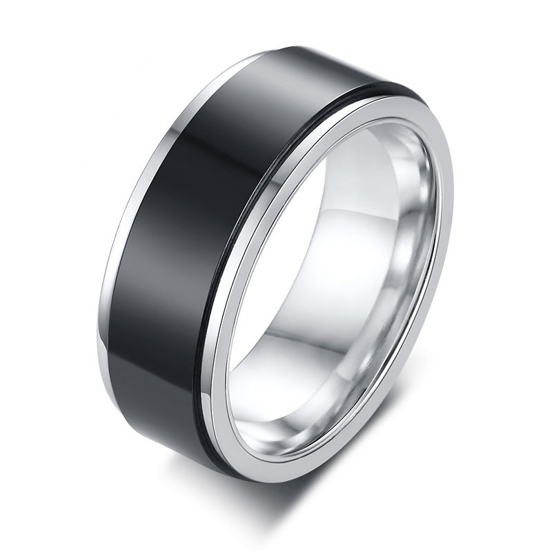 Two-Tone Spinner Stainless Steel Ring on white background view 6