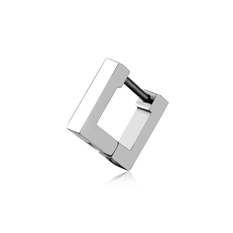 4mm Square Huggie Hoop Earrings - Silver