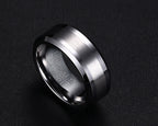 8mm Tungsten Carbide Matte Band Ring with matte center and polished edges view 3