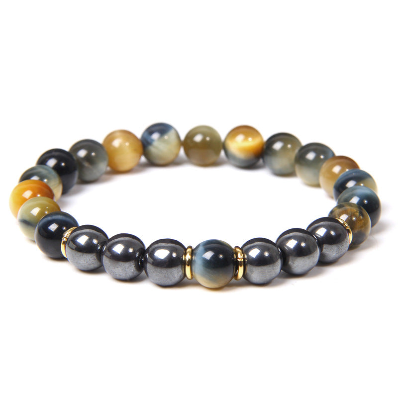 The Tiger Eye and Black Stone Bead Bracelet, view 4