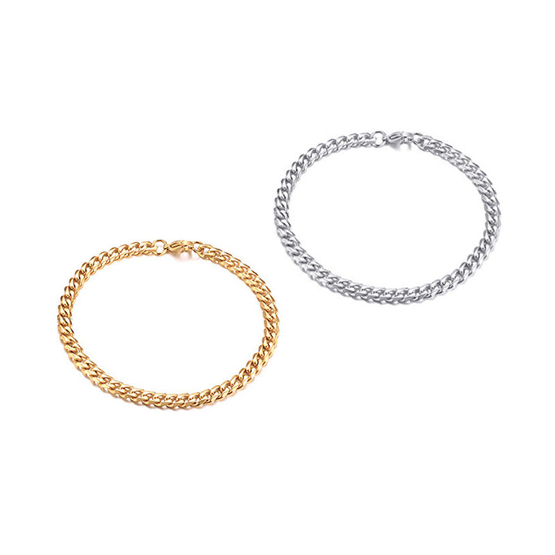 5mm Titanium Steel Curb Link Bracelet in silver and gold-tone finishes