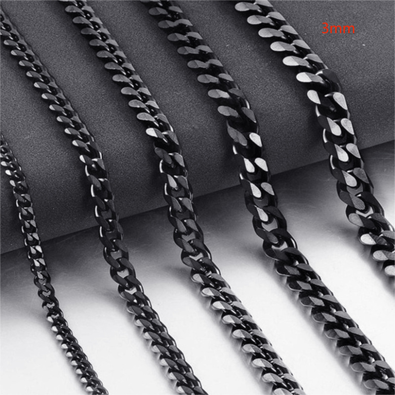3-9mm Stainless Steel Curb Link Chain in silver, gold, and black finishes view 10
