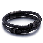 14mm Braided Leather Magnetic Bracelet with Silver hardware view 2