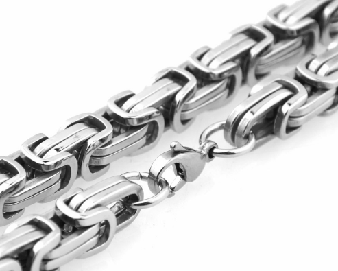 Byzantine Link Stainless Steel Chain - full necklace view view 3