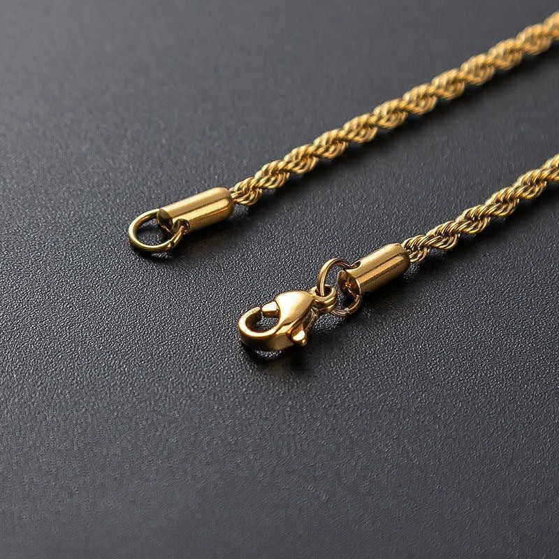 Stainless Steel Rope Chain Necklace on white display view 4