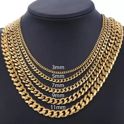 3-11mm Cuban Link Chain Necklace on model view 3