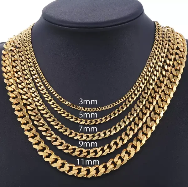 3-11mm Cuban Link Chain Necklace on model view 3