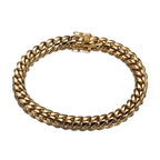 The Double-Latch Gold-Tone Cuban Bracelet in Steel, view 5