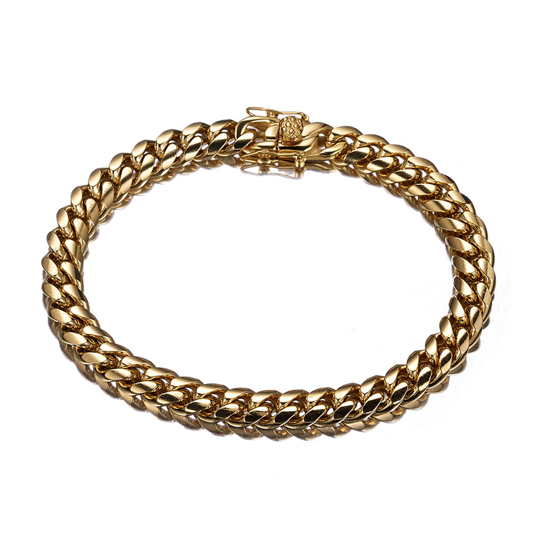 The Double-Latch Gold-Tone Cuban Bracelet in Steel, view 5