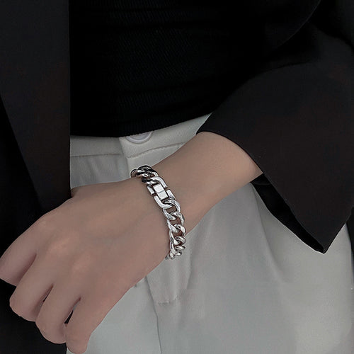 11mm Stainless Steel Cuban Link Bracelet on wrist