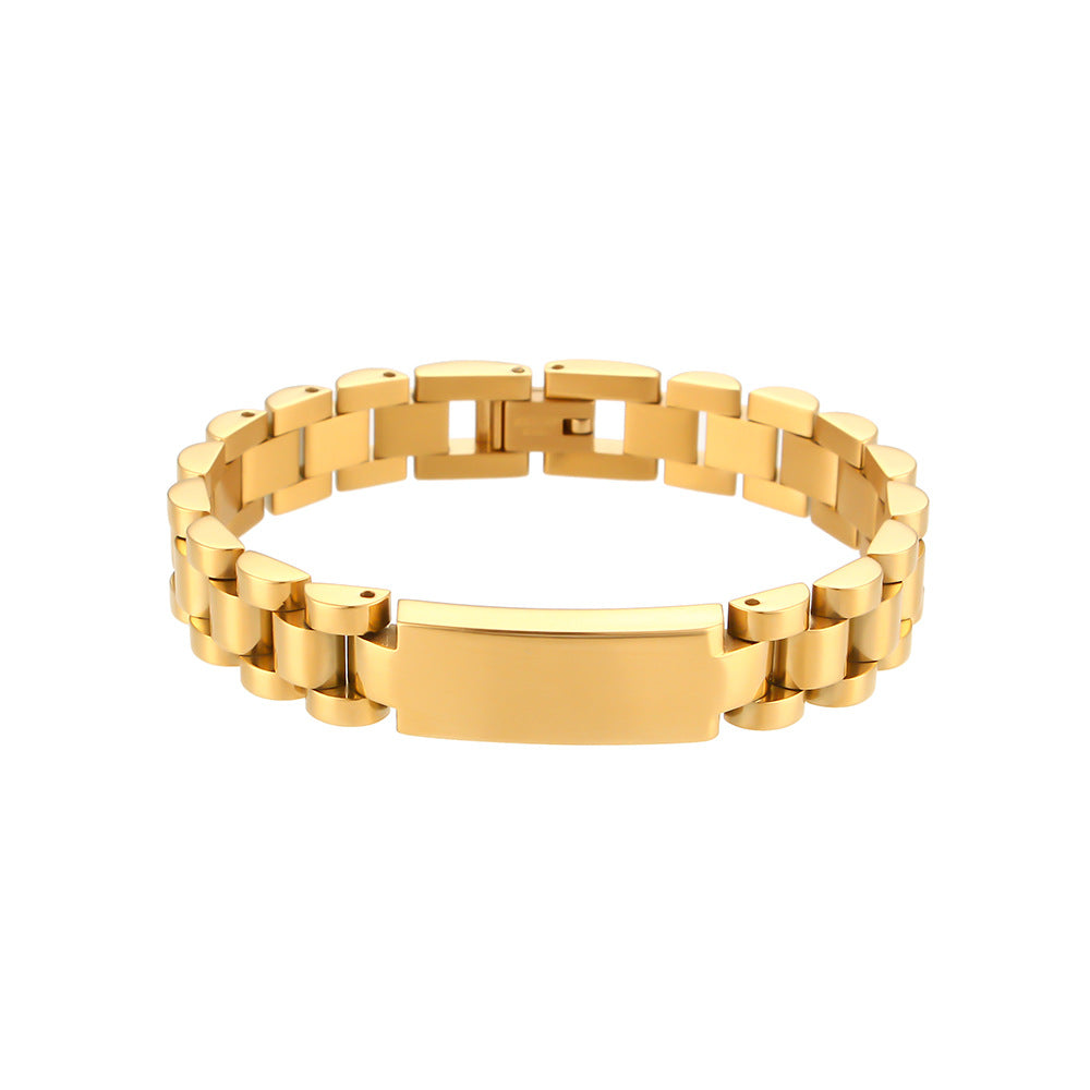 10mm President Link Inlay Bracelet gold-tone stainless steel