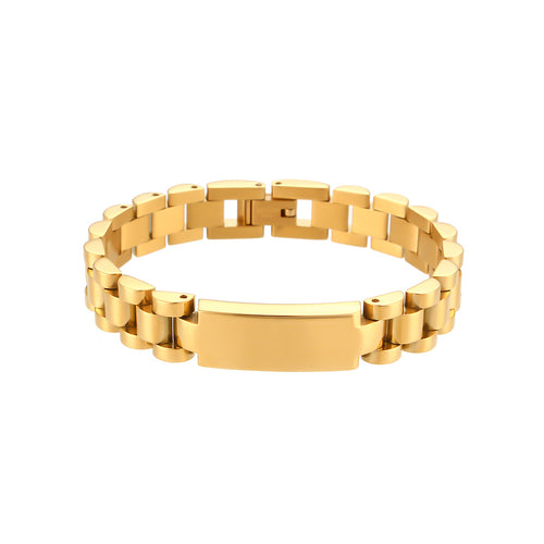 10mm President Link Inlay Bracelet gold-tone stainless steel