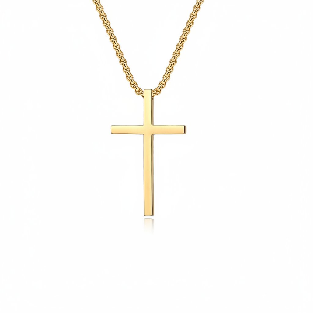 Stainless Steel Cross Pendant Necklace in silver, gold, and black finishes view 4