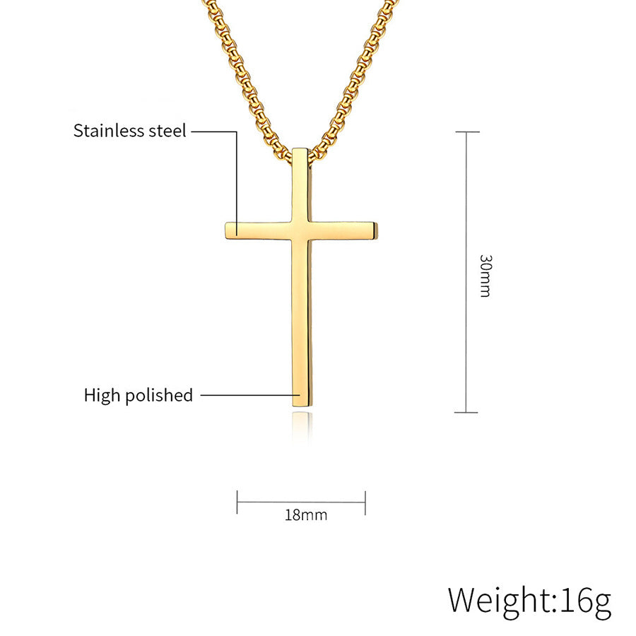 Stainless Steel Cross Pendant Necklace in silver, gold, and black finishes view 4