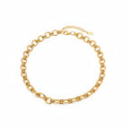Gold-Tone Rolo Link Chain Necklace and Bracelet Set on stone view 3