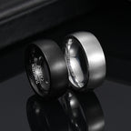 Brushed Matte Tungsten Carbide Ring black and silver view 2