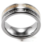 Tungsten Carbide Antler Meteorite Inlay Ring with polished finish view 4