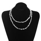 5mm Irregular Bead Stainless Steel Chain, silver finish, black background view 7