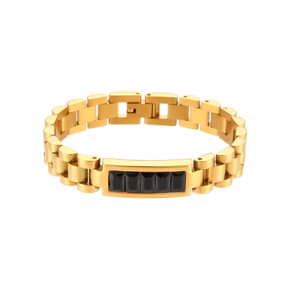 10mm President Link Inlay Bracelet gold-tone stainless steel view 4