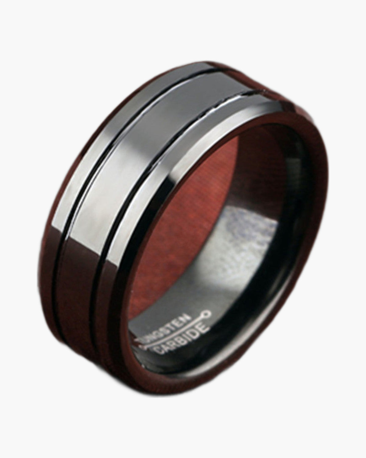 8mm Black Tungsten Carbide Dual Groove Ring