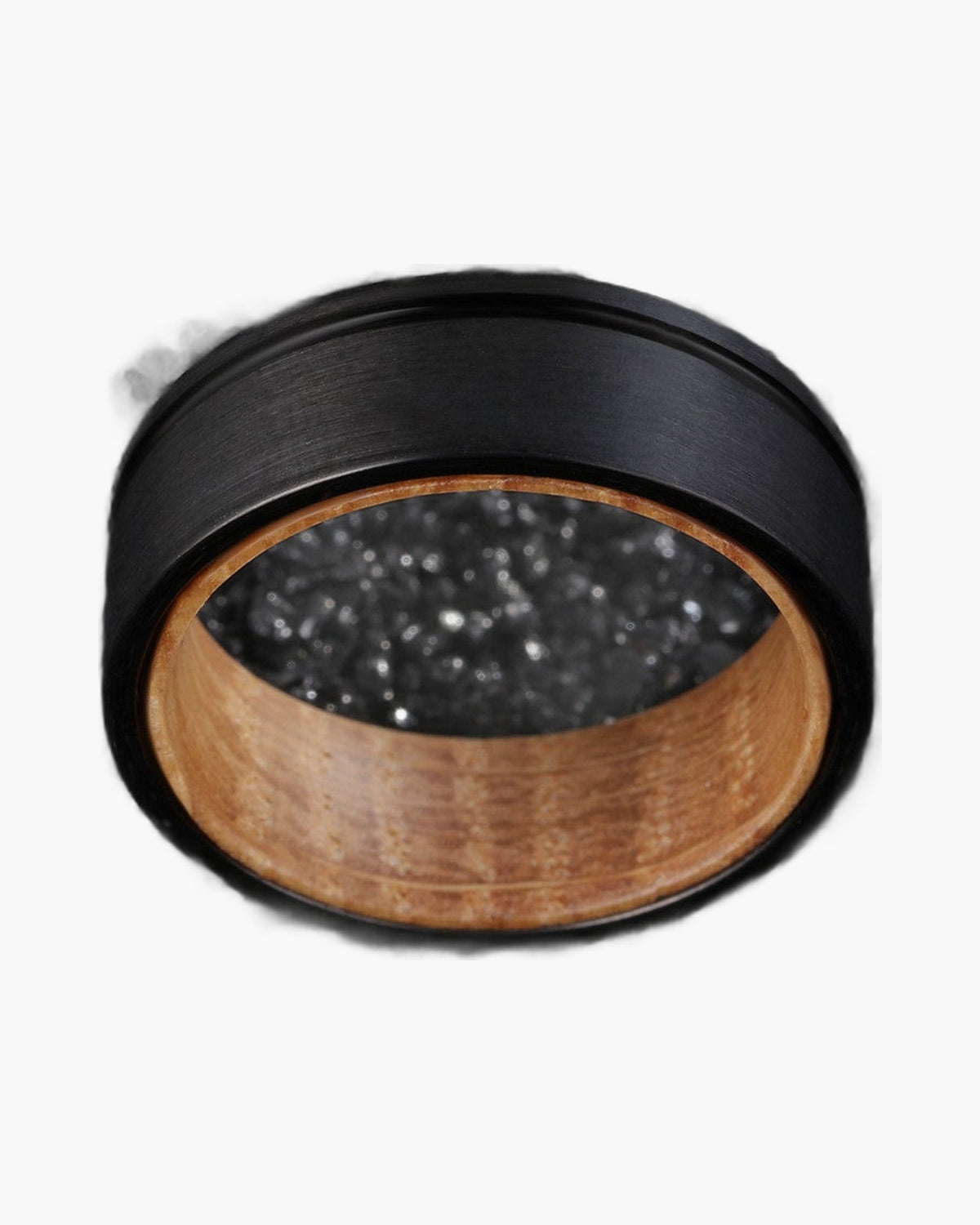 8mm Black Tungsten Carbide Wood Inlay Ring, modern, durable, men's jewelry view 3
