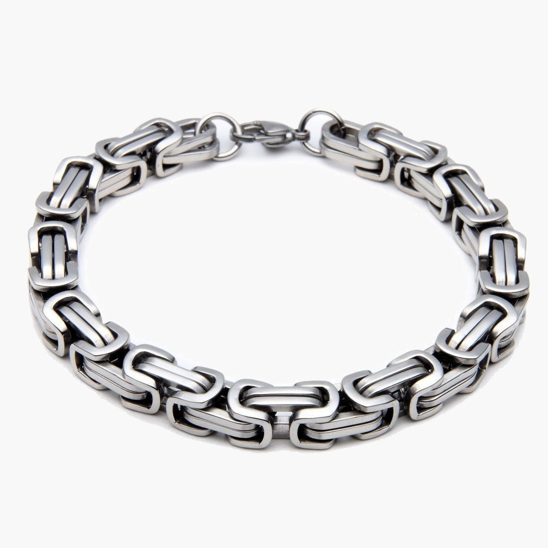 8mm Byzantine Link Chain and Bracelet Set - stainless steel, silver-tone view 4