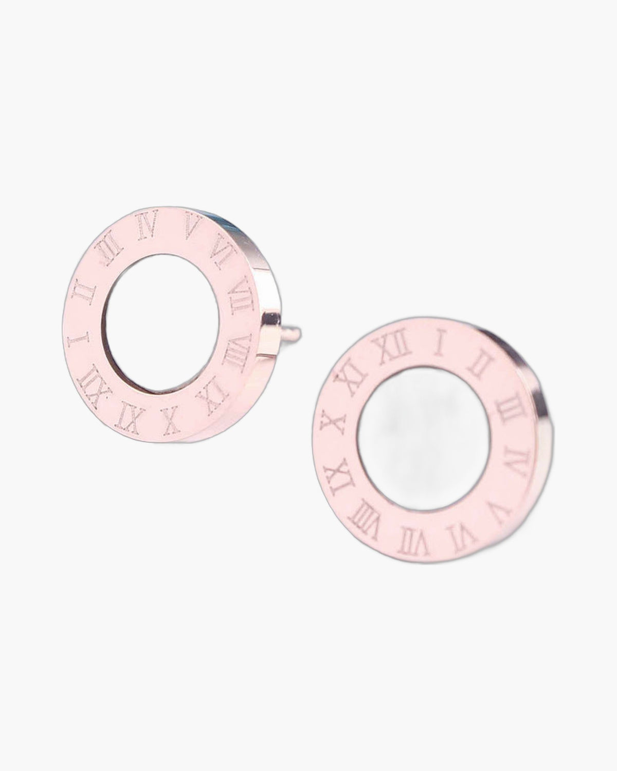 8mm Roman Numeral Stud Earrings, gold-tone with CZ stone view 5