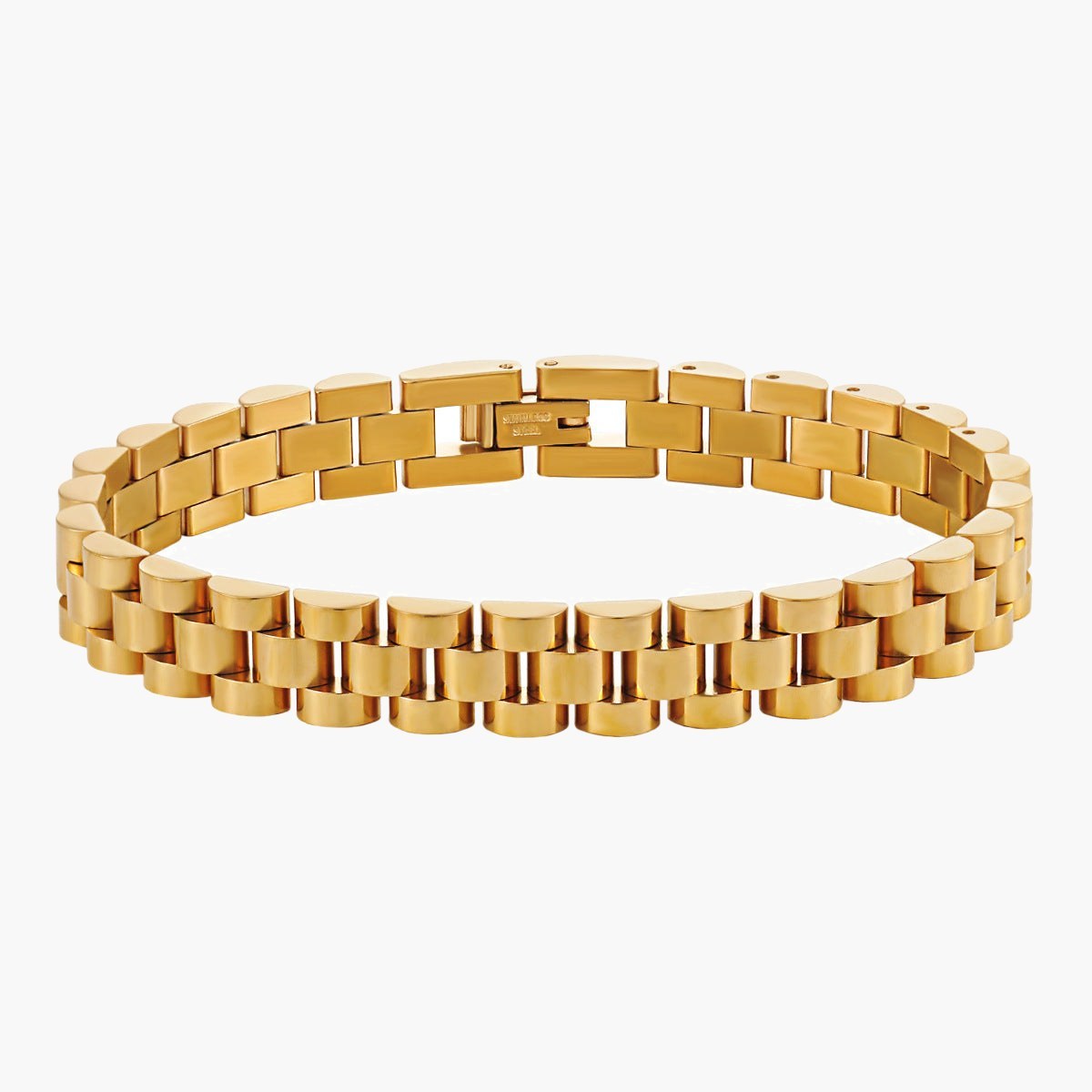 8mm Stainless Steel President Link Bracelet, gold-tone finish