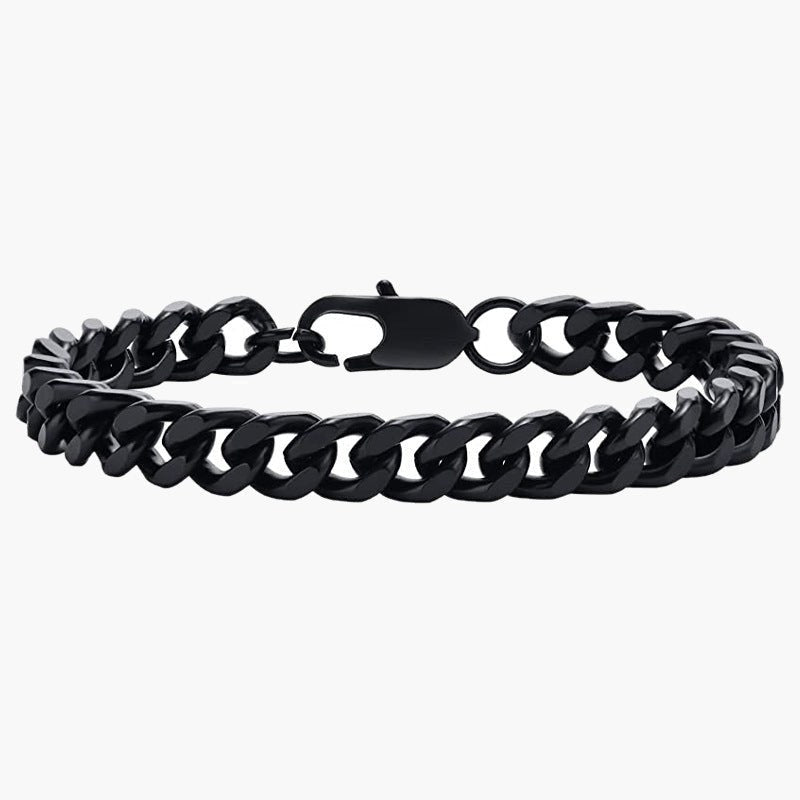 8mm Titanium Steel Curb Link Bracelet black finish