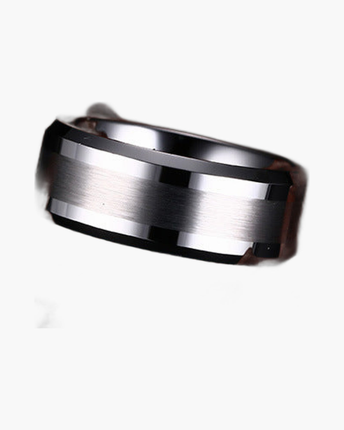 8mm Tungsten Carbide Matte Band Ring with matte center and polished edges view 4