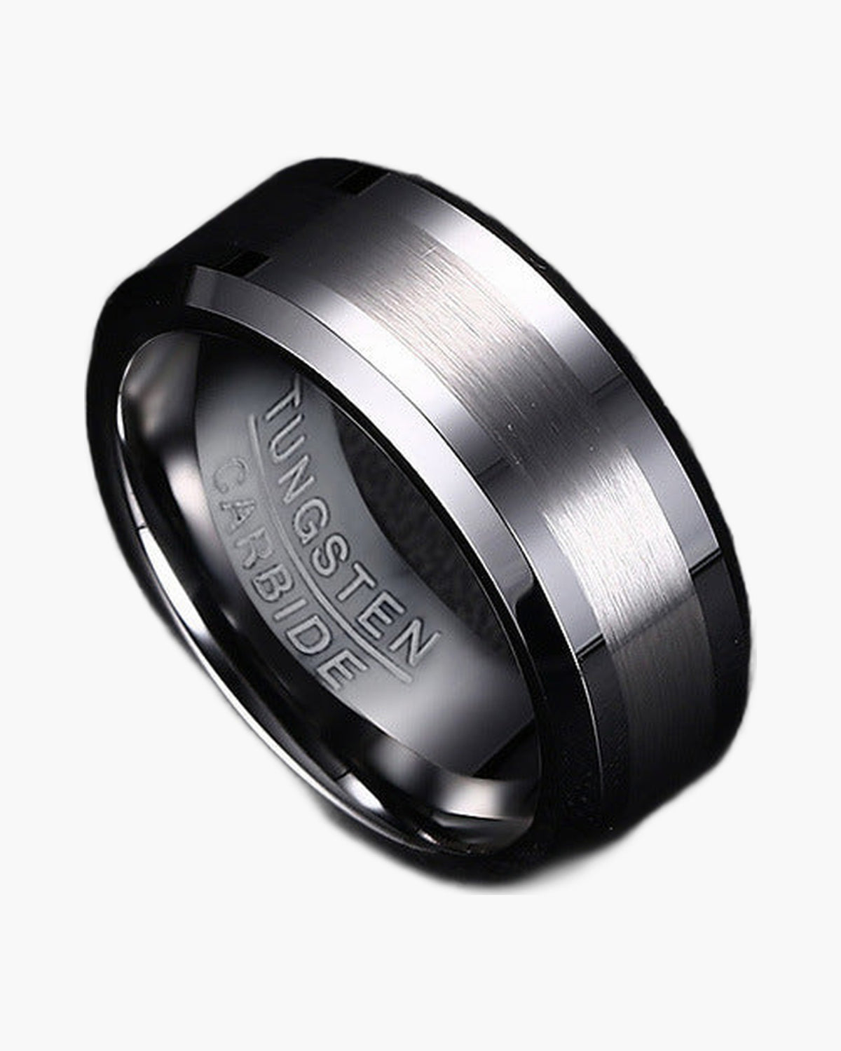 8mm Tungsten Carbide Matte Band Ring with matte center and polished edges view 3