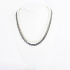 The Layered Pearl and Curb Chain Necklace in Steel, view 2