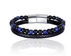 The Double-Strand Leather and Stone Bead Bracelet, view 5