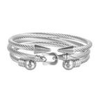 Stainless Steel Roman Numeral Bracelet Set with gold-tone accents view 4