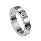 Stainless Steel Cubic Zirconia Band Ring, silver finish, six stones