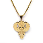Egyptian Scarab Eye of Horus Pendant Necklace, gold-tone finish