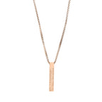 Script Etched Titanium Steel Bar Pendant Necklace in multiple finishes view 6