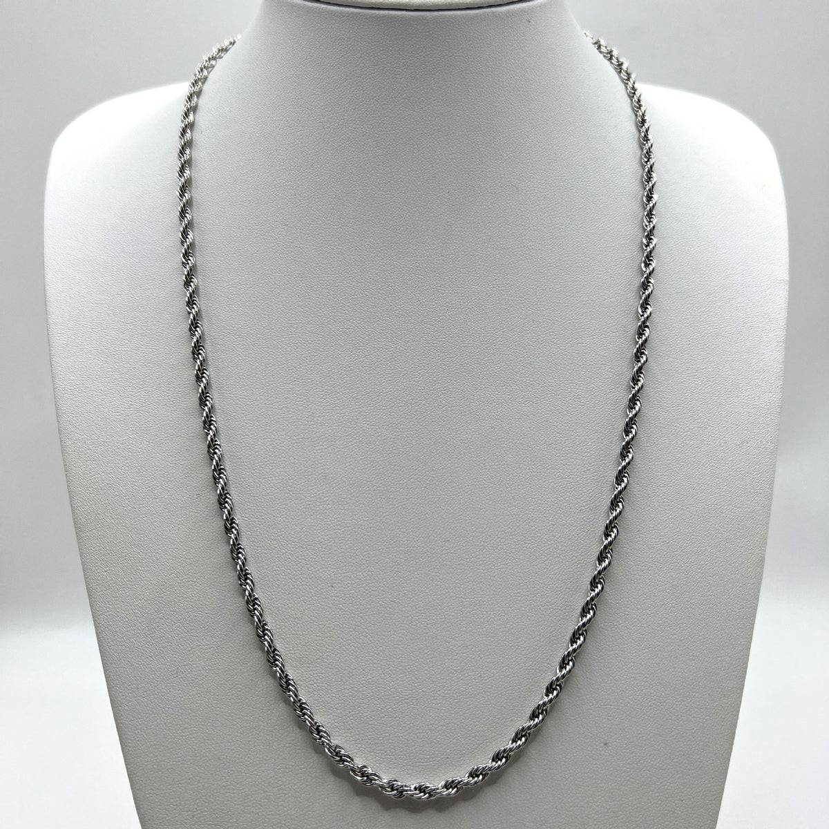 Stainless Steel Rope Chain Necklace on white display