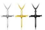 Nail Cross Pendant Necklace in black, gold-tone, and silver-tone