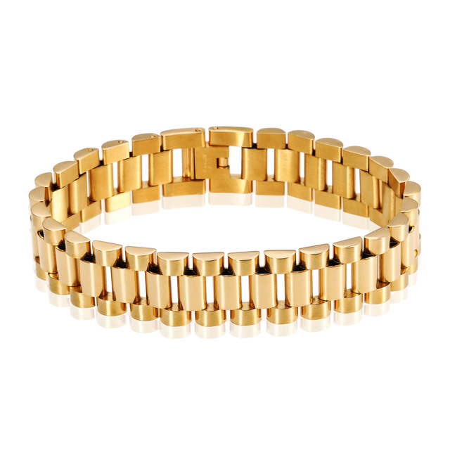 Titanium Steel President Link Bracelet gold-tone finish view 5