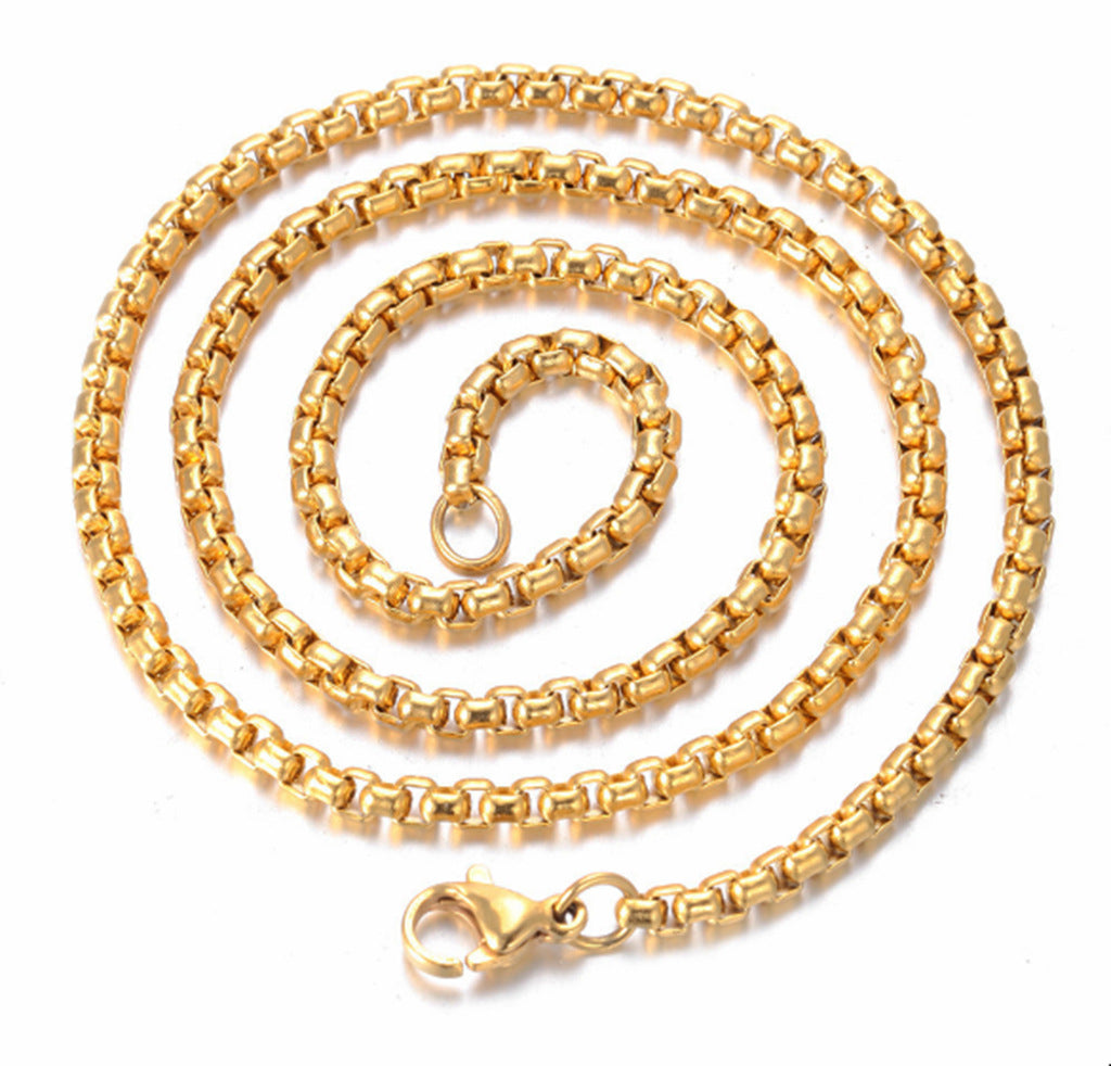 Iced Leopard Head Stainless Steel Pendant Necklace gold-tone box chain view 5