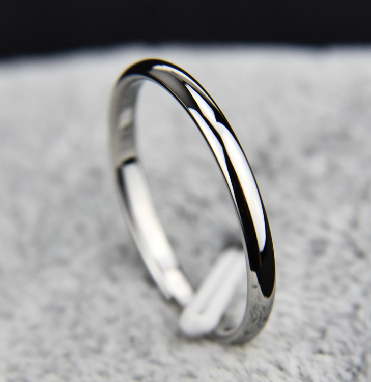 2mm Polished Titanium Steel Band Ring - silver-tone, minimalist, sleek