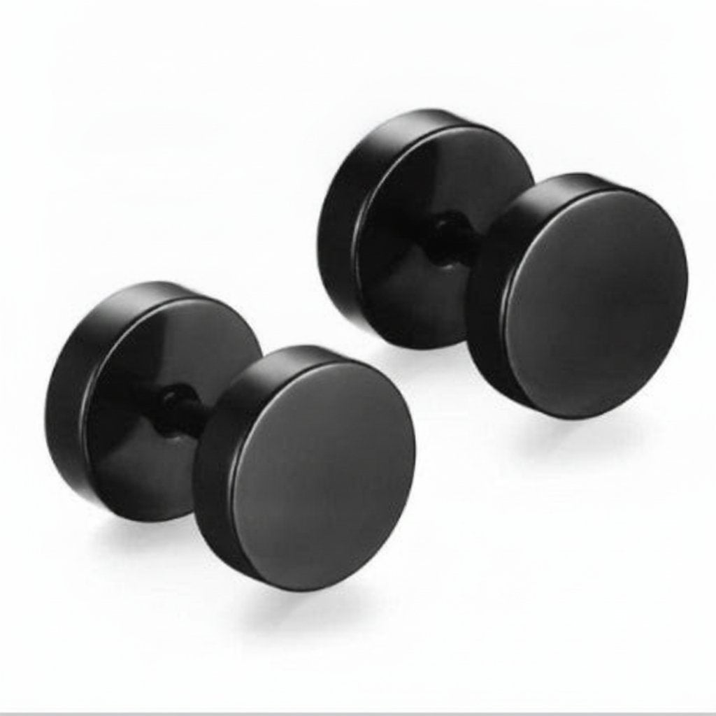 Barbell Stud Earrings in silver finish view 11